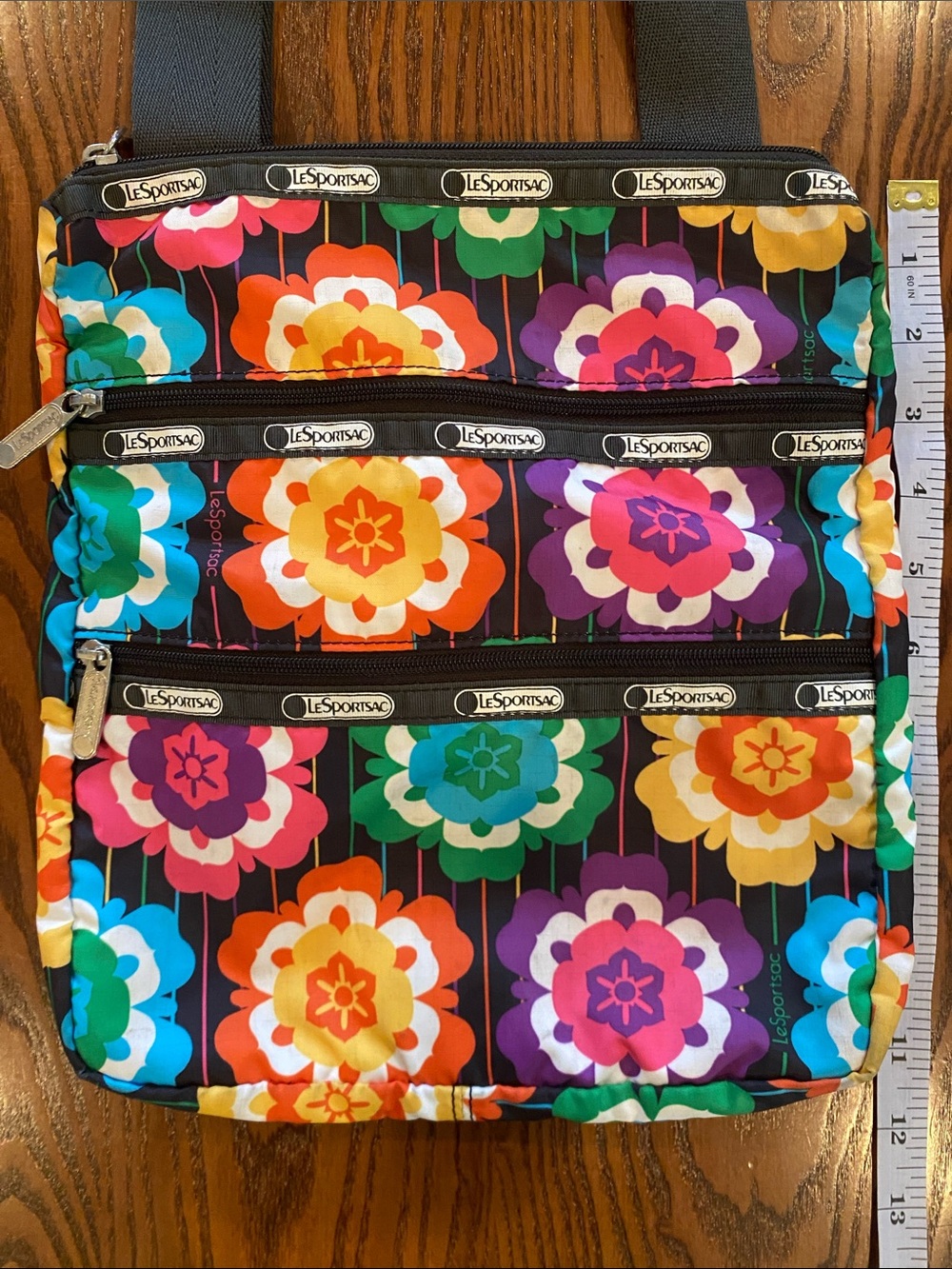 Lesportsac Black Multicolor Floral Crossbody Bag - Picture 7 of 10